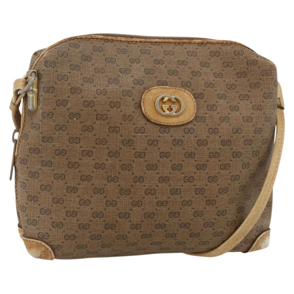 GUCCI Micro GG Supreme Shoulder Bag PVC Beige Gold 07 37 4916 Auth YKZ1534