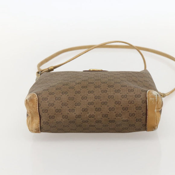 GUCCI Micro GG Supreme Shoulder Bag PVC Beige Gold 07 37 4916 Auth YKZ1534