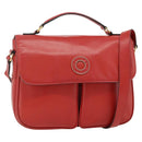 CELINE Circle Hand Bag Leather 2way Red Gold Auth YKZ1539A-1