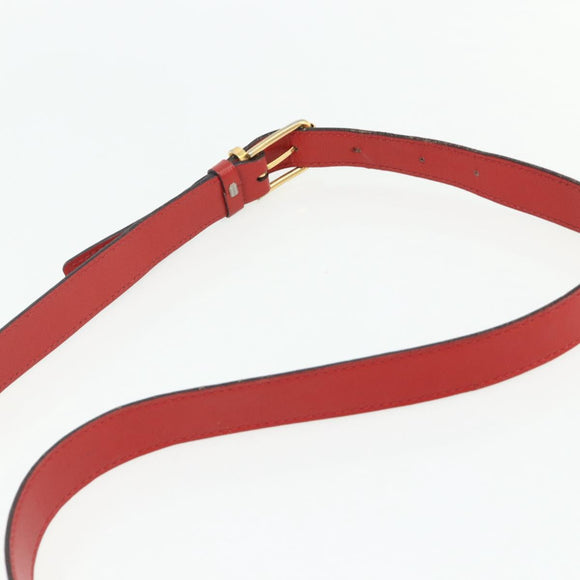 CELINE Circle Hand Bag Leather 2way Red Gold Auth YKZ1539A