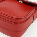 CELINE Circle Hand Bag Leather 2way Red Gold Auth YKZ1539A-10