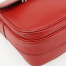 CELINE Circle Hand Bag Leather 2way Red Gold Auth YKZ1539A-16