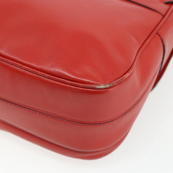 CELINE Circle Hand Bag Leather 2way Red Gold Auth YKZ1539A