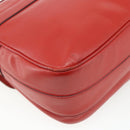 CELINE Circle Hand Bag Leather 2way Red Gold Auth YKZ1539A-18