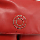 CELINE Circle Hand Bag Leather 2way Red Gold Auth YKZ1539A-19