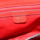 CELINE Circle Hand Bag Leather 2way Red Gold Auth YKZ1539A-21