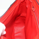 CELINE Circle Hand Bag Leather 2way Red Gold Auth YKZ1539A-23