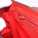 CELINE Circle Hand Bag Leather 2way Red Gold Auth YKZ1539A-24