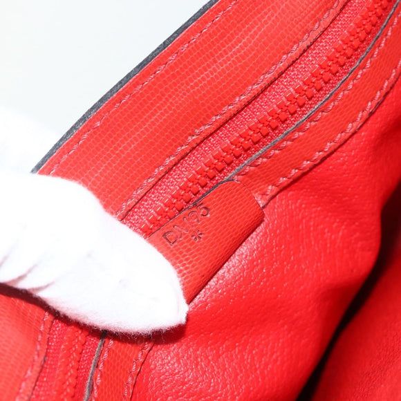 CELINE Circle Hand Bag Leather 2way Red Gold Auth YKZ1539A
