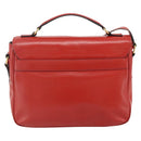 CELINE Circle Hand Bag Leather 2way Red Gold Auth YKZ1539A-2