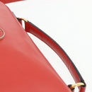CELINE Circle Hand Bag Leather 2way Red Gold Auth YKZ1539A-14