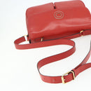 CELINE Circle Hand Bag Leather 2way Red Gold Auth YKZ1539A-8