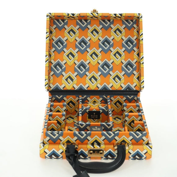 GUCCI Geometric G Poker Set Hand Bag Leather Yellow Gold 662474 Auth YKZ1541SAM