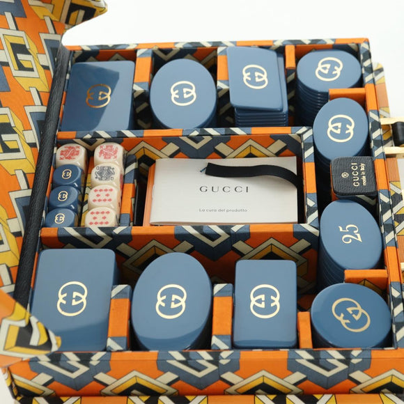 GUCCI Geometric G Poker Set Hand Bag Leather Yellow Gold 662474 Auth YKZ1541SAM