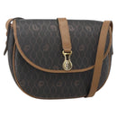 Christian Dior Honeycomb Canvas Shoulder Bag PVC Black Gold Auth YKZ1544-1