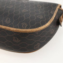 Christian Dior Honeycomb Canvas Shoulder Bag PVC Black Gold Auth YKZ1544-12
