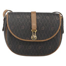 Christian Dior Honeycomb Canvas Shoulder Bag PVC Black Gold Auth YKZ1544-2