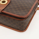 CELINE Macadam Canvas Circle Shoulder Bag PVC Leather Brown Gold Auth YKZ1545A-8