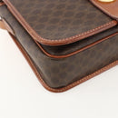 CELINE Macadam Canvas Circle Shoulder Bag PVC Leather Brown Gold Auth YKZ1545A-15