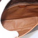 CELINE Macadam Canvas Circle Shoulder Bag PVC Leather Brown Gold Auth YKZ1545A-11