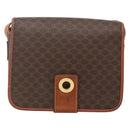 CELINE Macadam Canvas Circle Shoulder Bag PVC Leather Brown Gold Auth YKZ1545A-13