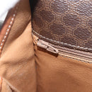 CELINE Macadam Canvas Circle Shoulder Bag PVC Leather Brown Gold Auth YKZ1545A-22