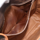 CELINE Macadam Canvas Circle Shoulder Bag PVC Leather Brown Gold Auth YKZ1545A-23