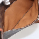 CELINE Macadam Canvas Circle Shoulder Bag PVC Leather Brown Gold Auth YKZ1545A-24