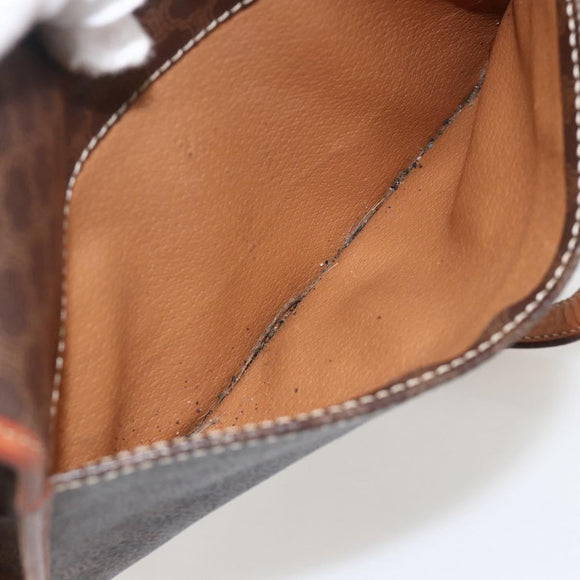 CELINE Macadam Canvas Circle Shoulder Bag PVC Leather Brown Gold Auth YKZ1545A