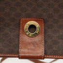 CELINE Macadam Canvas Circle Shoulder Bag PVC Leather Brown Gold Auth YKZ1545A-9