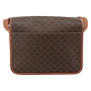 CELINE Macadam Canvas Circle Shoulder Bag PVC Leather Brown Gold Auth YKZ1545A-2