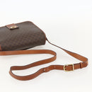 CELINE Macadam Canvas Circle Shoulder Bag PVC Leather Brown Gold Auth YKZ1545A-7