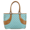 GUCCI GG Canvas Hand Bag Blue Silver 113011 Auth YKZ1546A-13
