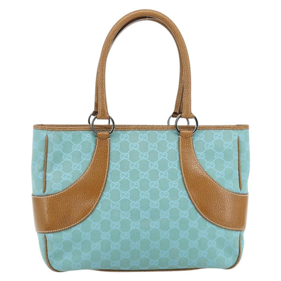 GUCCI GG Canvas Hand Bag Blue Silver 113011 Auth YKZ1546A