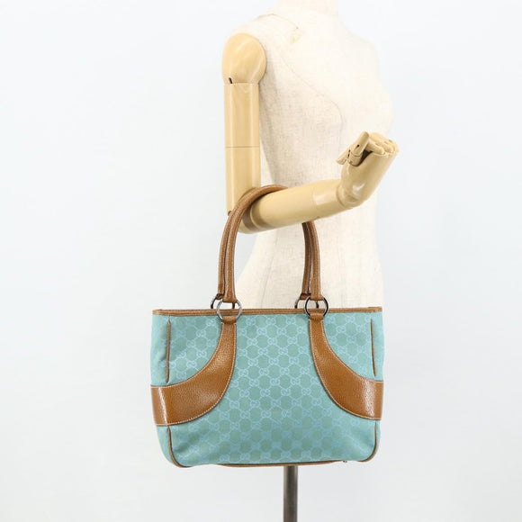 GUCCI GG Canvas Hand Bag Blue Silver 113011 Auth YKZ1546A