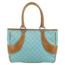 GUCCI GG Canvas Hand Bag Blue Silver 113011 Auth YKZ1546A-2