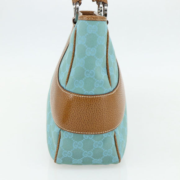 GUCCI GG Canvas Hand Bag Blue Silver 113011 Auth YKZ1546A