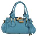 Chloe Paddington Hand Bag Leather Blue Gold Silver Auth YKZ1547SAM-1