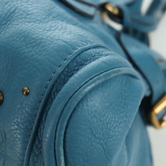 Chloe Paddington Hand Bag Leather Blue Gold Silver Auth YKZ1547SAM