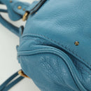 Chloe Paddington Hand Bag Leather Blue Gold Silver Auth YKZ1547SAM-12