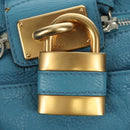 Chloe Paddington Hand Bag Leather Blue Gold Silver Auth YKZ1547SAM-15