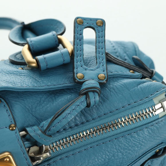 Chloe Paddington Hand Bag Leather Blue Gold Silver Auth YKZ1547SAM