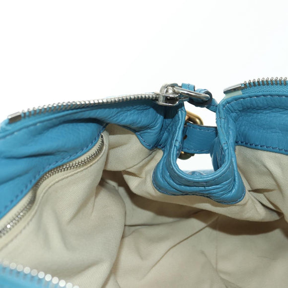 Chloe Paddington Handtas Leer Blauw Goud Zilver Auth YKZ1547SAM