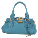 Chloe Paddington Hand Bag Leather Blue Gold Silver Auth YKZ1547SAM-2