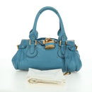 Chloe Paddington Hand Bag Leather Blue Gold Silver Auth YKZ1547SAM-25