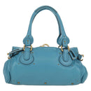 Chloe Paddington Hand Bag Leather Blue Gold Silver Auth YKZ1547SAM-3