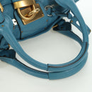 Chloe Paddington Hand Bag Leather Blue Gold Silver Auth YKZ1547SAM-7