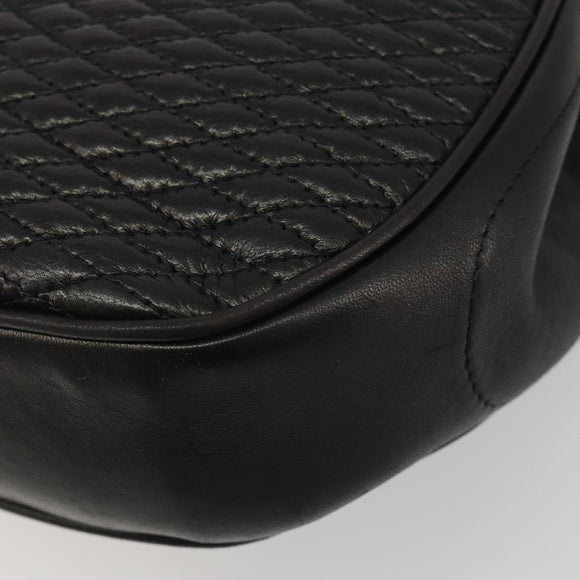 BALLY Kette Umhängetasche Leder Schwarz Gold Auth YKZ154A