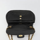 BALLY Kette Umhängetasche Leder Schwarz Gold Auth YKZ154A-18