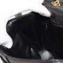 BALLY Kette Umhängetasche Leder Schwarz Gold Auth YKZ154A-22